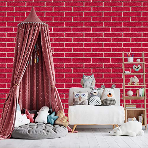 Image of DWELLSINDIA Red Rough Bricks Self Adhesive Wallpaper, Waterproof, Scratch Resistant, Laminated (41cm x 244cm, Multicolour)