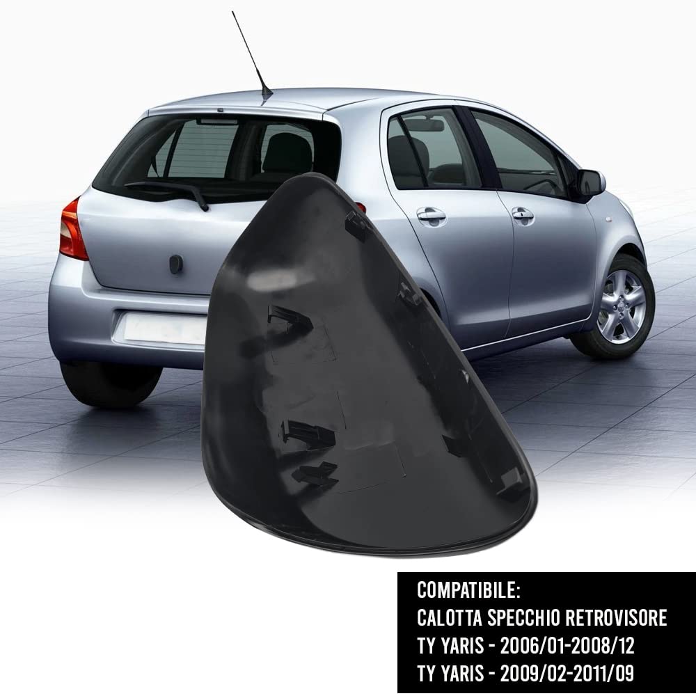 Calotta Specchietto Retrovisore Destro Nera – Compatibile Con Toyota Yaris (01/2006 – 05/2009), Alta Qualità Aftermarket