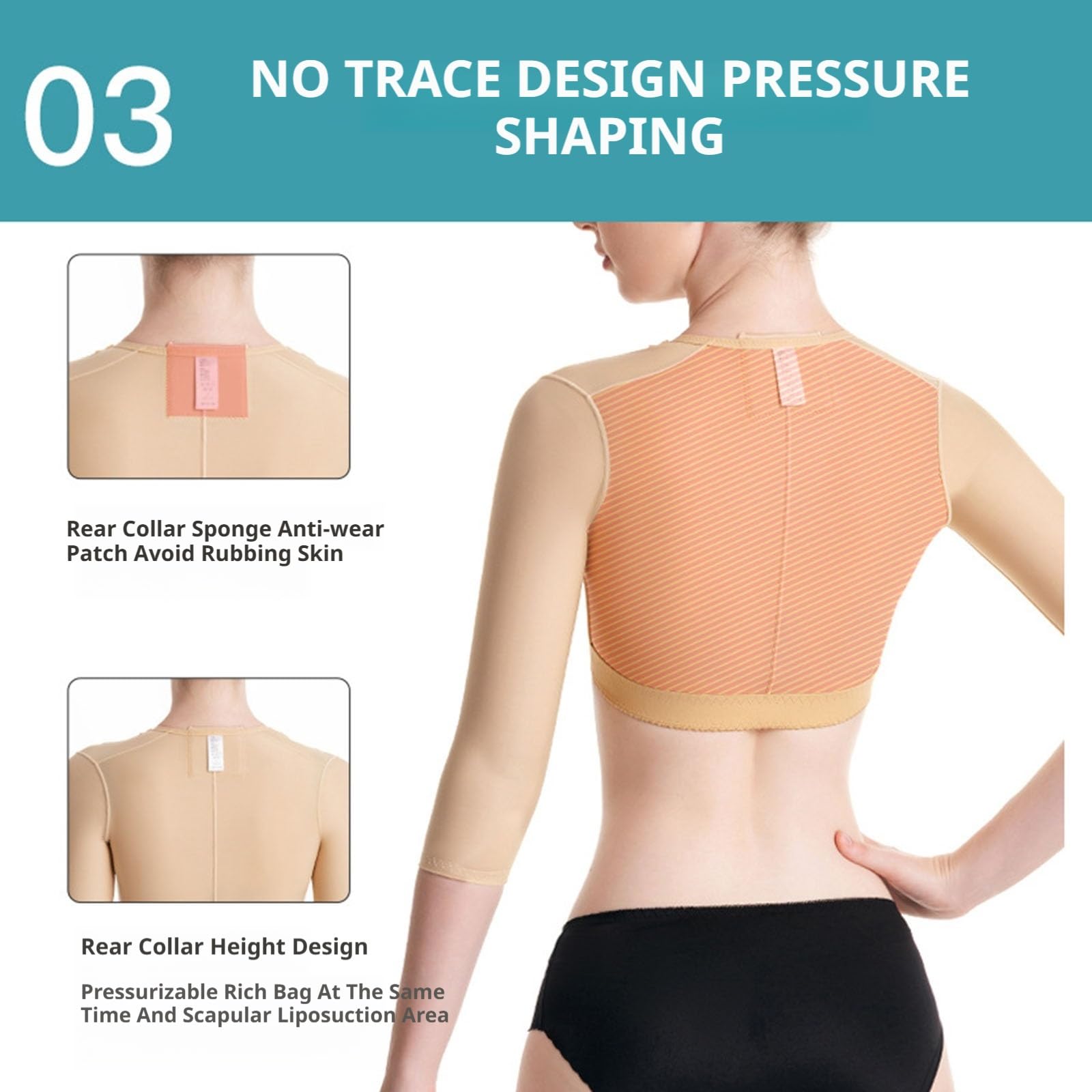 MMRTDJDR Manchon de Compression des Bras pour Femmes, Haut du Bras Lipo Post-Chirurgie, vêtements modelants, Soutien du Dos, Hauts Amincissants Corrects