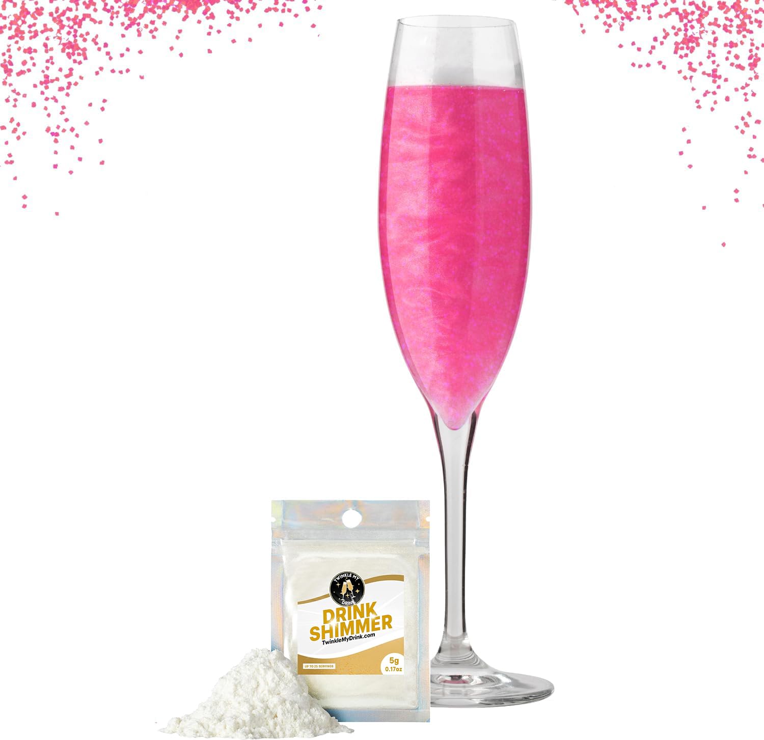 Twinkle my DrinkPink Colour Changing Edible Glitter | Fun Gender Reveal Edible Glitter for Drinks | Baby Shower Party | 5g Packet 25 Servings