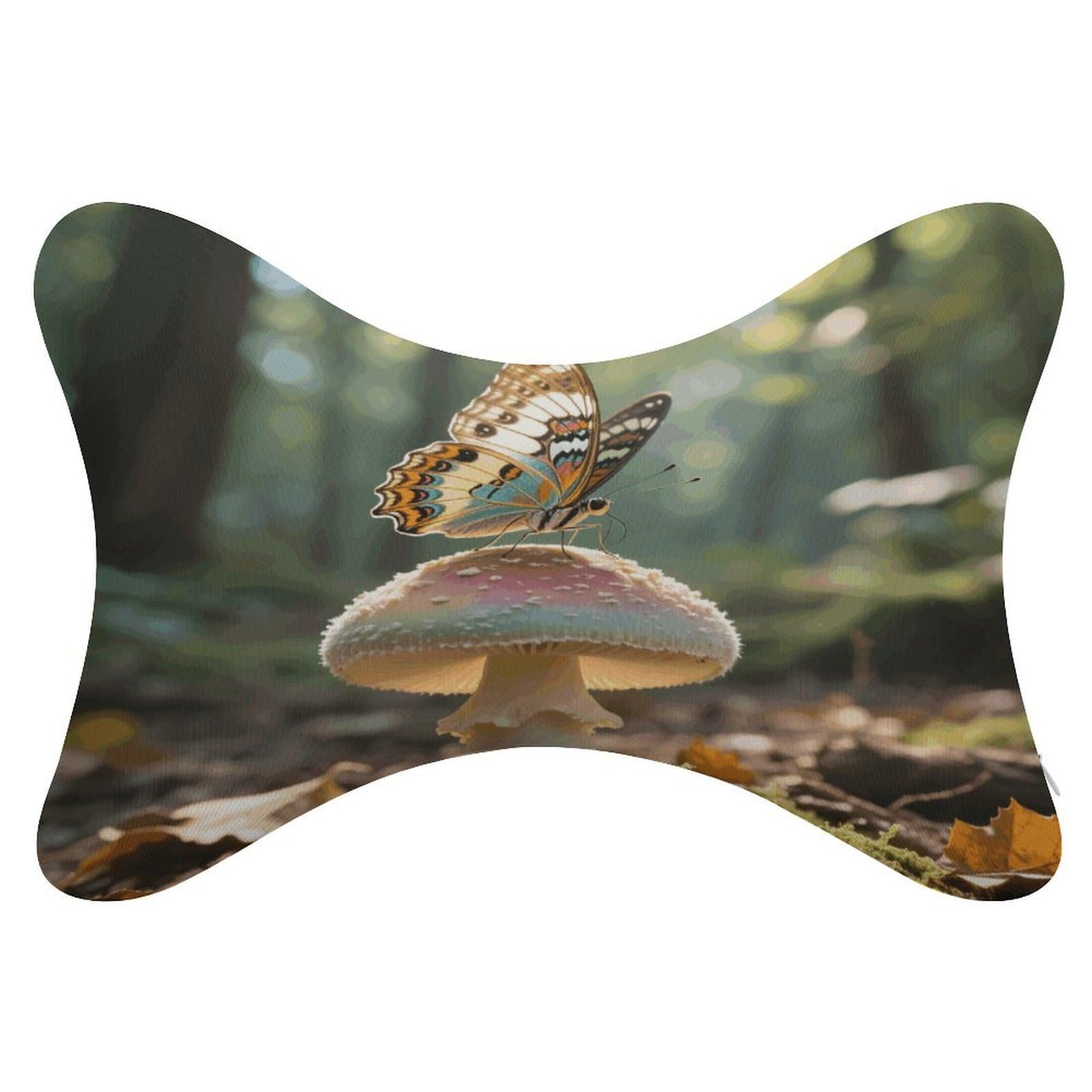 VstaDank Butterfly Mushroom Car Pillow Soft Car Neck Pillow Breathable Dog Bone Shaped Travel Neck Pillows Washable Removable All-Season Universal Cars Head Rest Pillows