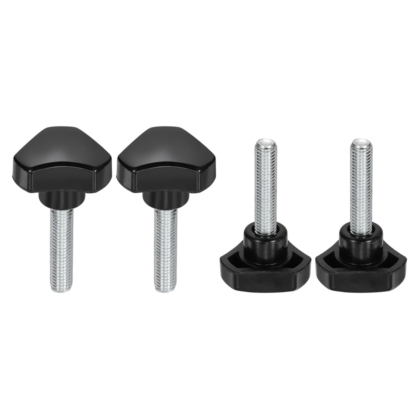 sourcing map 4 Pcs Triangle Handle Knobs M8 x 35mm (1.25mm Pitch) Male Thread Metric Carbon Steel Hand Tightening Clamping Screws Threaded Stud Knob Bolts for Woodworking Jigs, Black โ image 1