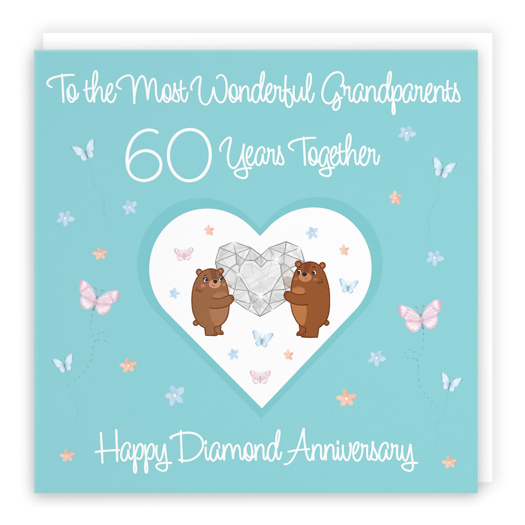 Hunts England, Grandparents 60th Anniversary Card, 60 Years, Diamond Anniversary, Romantic Meadows, Fun Card