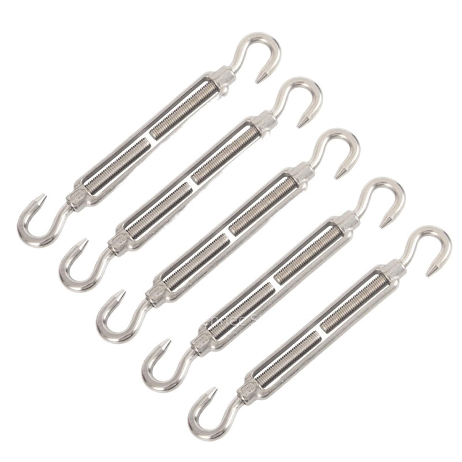 Spannschloss, Drahtspanner, Packung mit 5 Hakenösen-Spannschloss-Gartendrahtspannern aus 304-Edelstahl in verschiedenen Größen(CC Type-5PCS,M10)