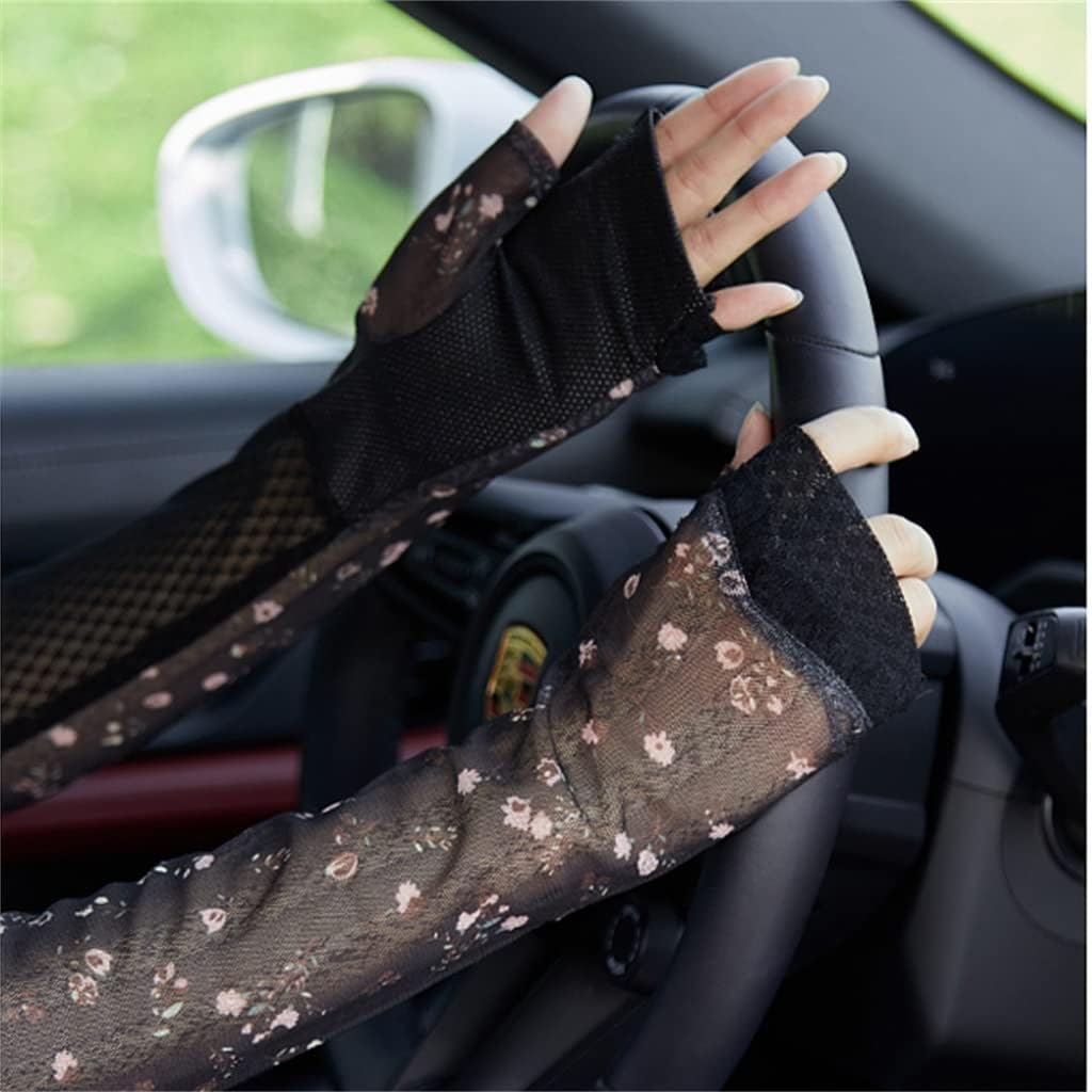 HBJWOV Floral Lace Sleeves Women's Driving Long Gloves Thin Arm Guards Arm Sleeves
