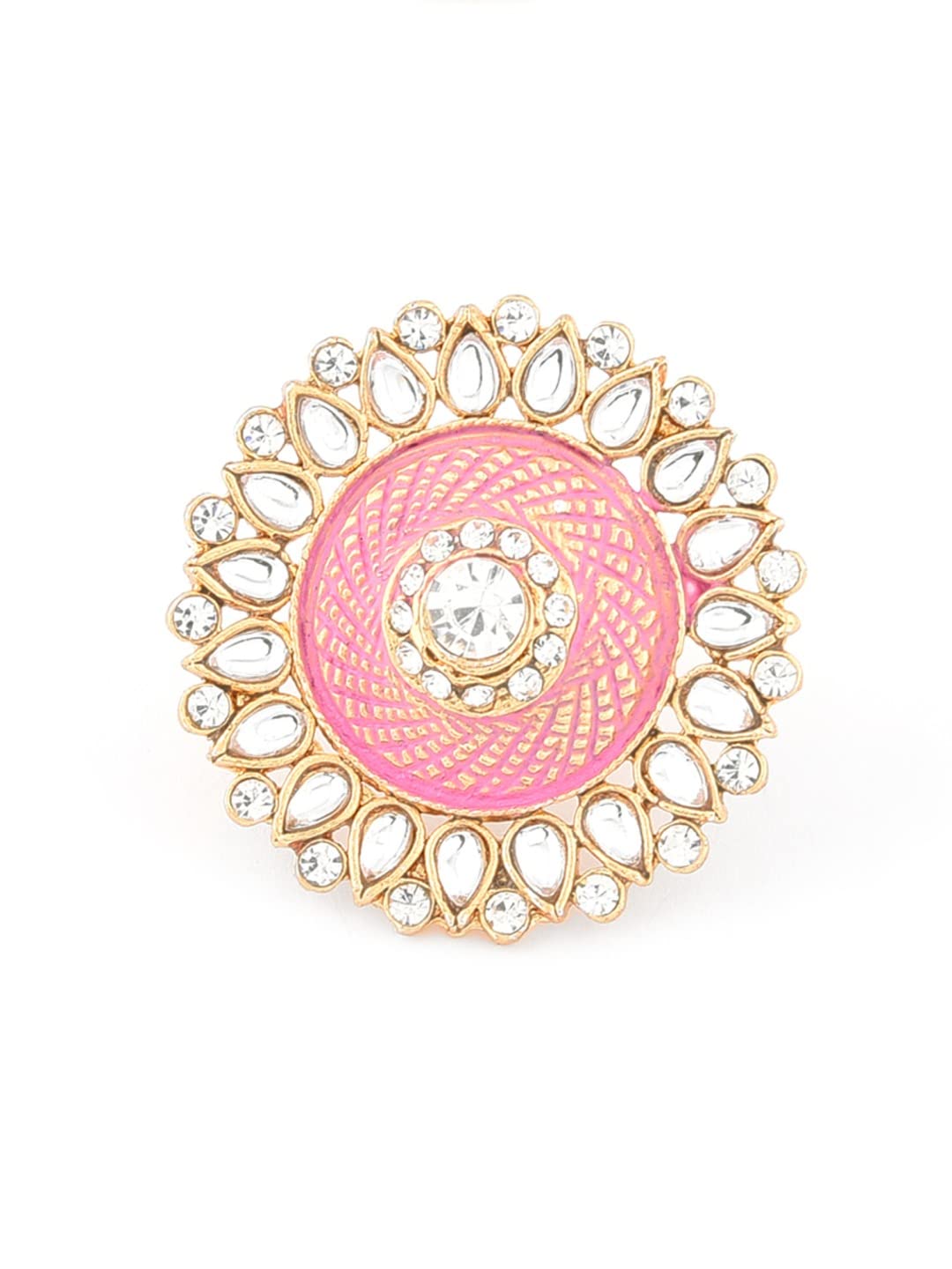 ZAVERI PEARLS Pastel Pink Meenakari Traditional Kundan Adjustable Finger Ring For Women-ZPFK10174 (B08YF4ZTQZ) Amazon Price History, Amazon Price Tracker
