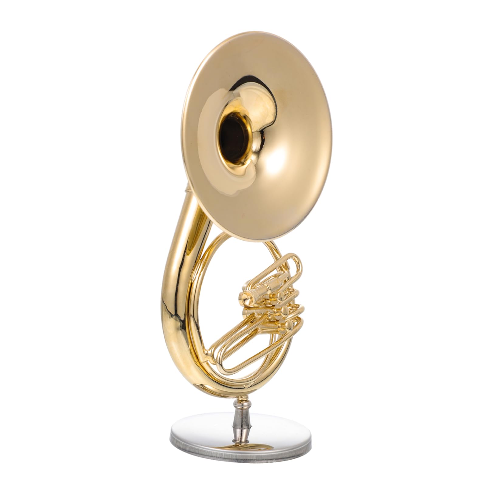 Alasum Miniatur Sousaphon Modell aus Kupfer 13cm mit Goldenem Finish Inklusive Aufbewahrungsbox und Ständer Langlebige Tischdekoration für Zuhause und Café