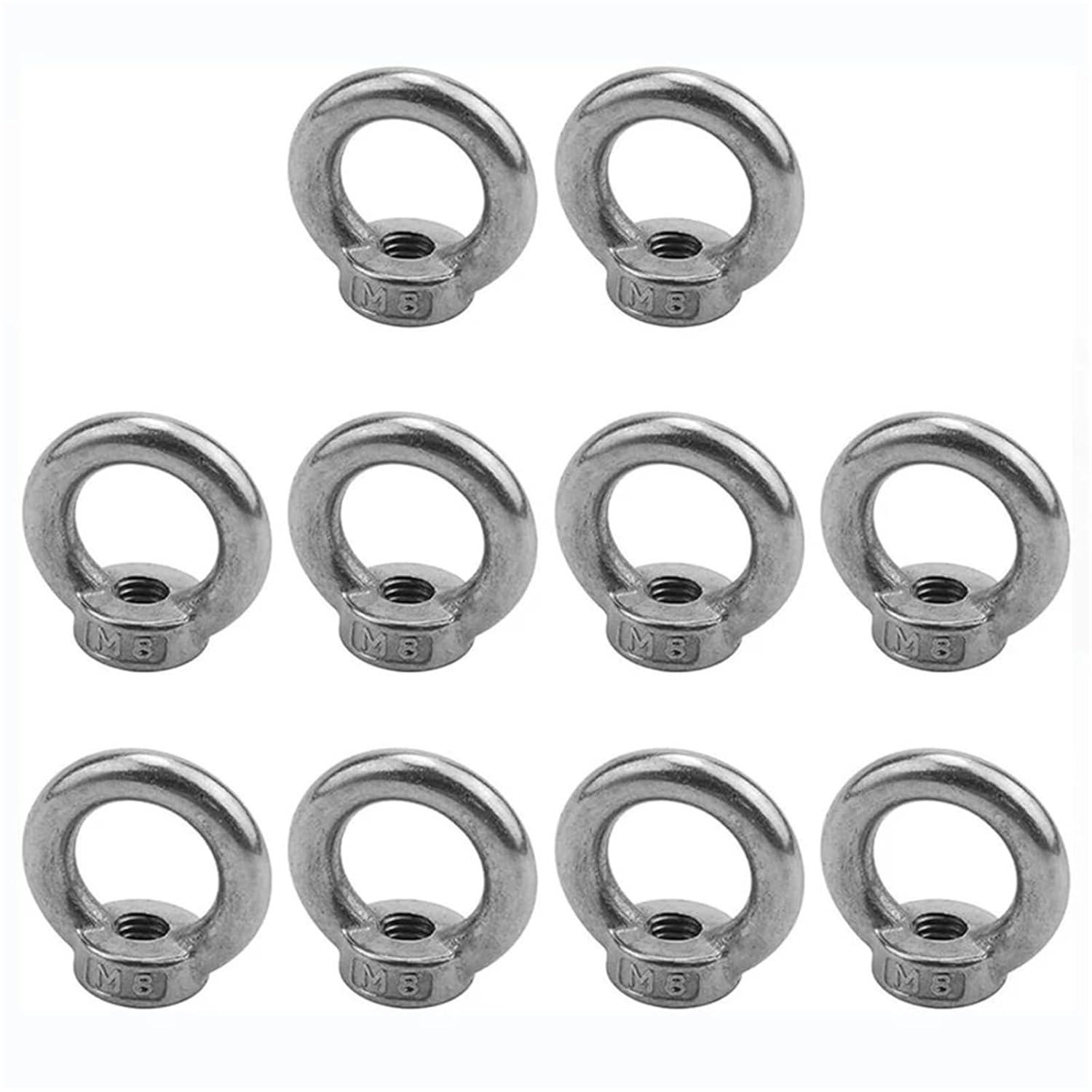 Eye Nut 10pcs M6/M8 Metric Ring Shape Lifting Eye Nuts 304 Stainless Steel Threaded Nut Fastener for Industrial(M8)