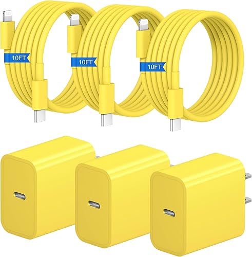 Miniatura 15 de Cargador rápido para iPhone de 10 pies, 3 unidades, cargador de pared USB C de 20 W con cable de carga rápida de 10 pies compatible con iPhone