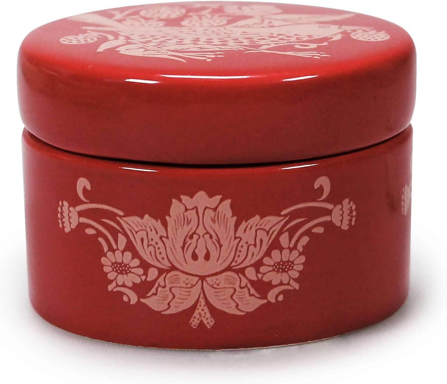 Half Moon Bay Strawberry Thief - by ACS William Morris - Red 3 x 2.5 Inch Stoneware Decorative Trinket Box, SBOXACS01