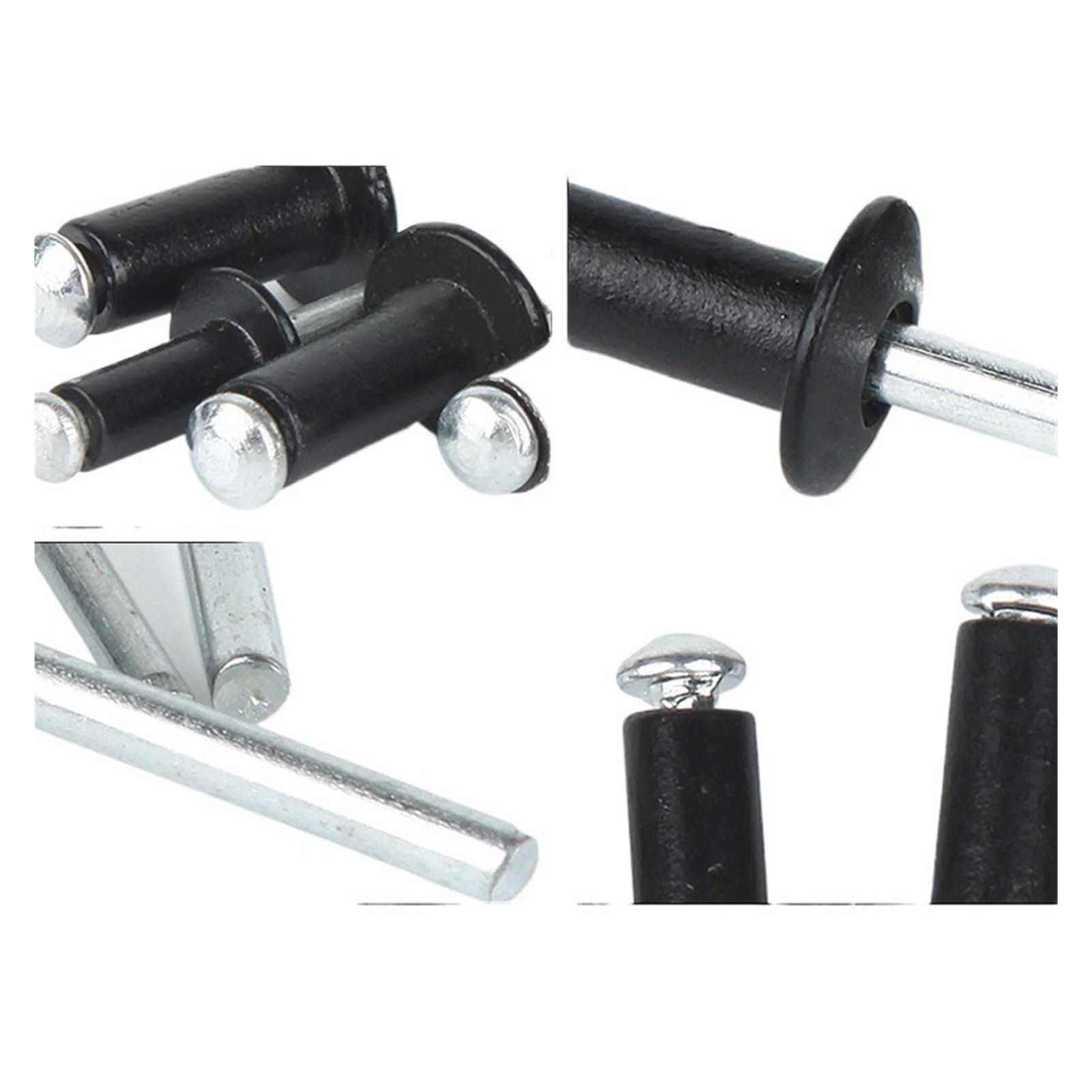 remaches ciegos, Remache ciego galvanizado, ancla de cabeza redonda aluminio negro, mandril vástago acero, escape M2.4 .8 M3 .2 M4(12mm,M3 (100Pcs))