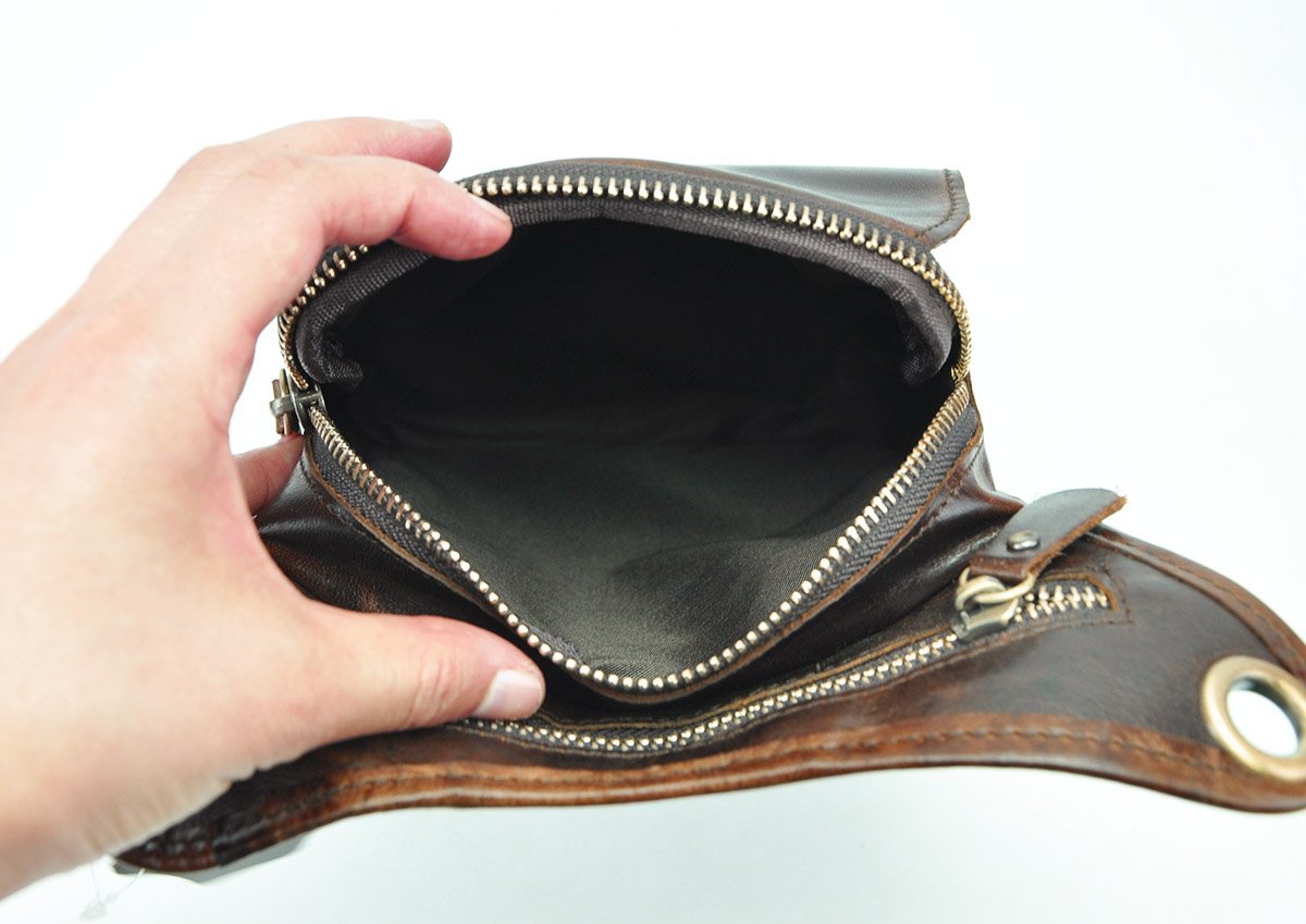 Le'aokuu Hombres Cuero Genuino Bolso Cintura Bolsa de Cuero Gota Pierna Bolsa para Hombres Bolso Multifuncional Militar Táctico Moto Bicicleta Senderismo Deportes Camping Montar 211-3 Café
