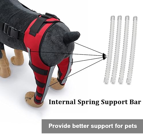 Miniatura 7 de Rodillera ajustable para perro con doble pierna trasera con bisagras de metal soporte flexible y cinturones de seguridad reflectantes, soporte para