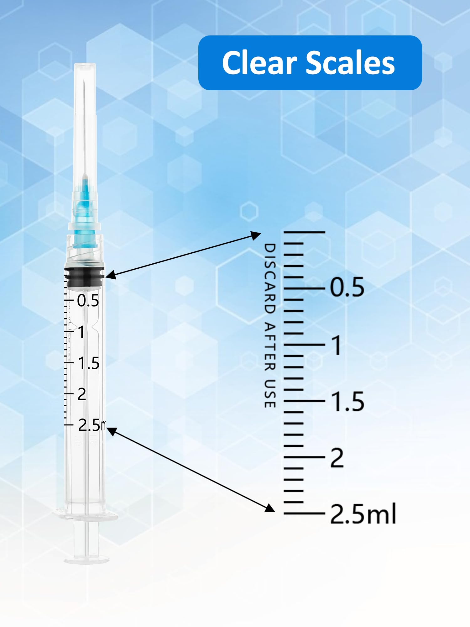 100 Pack 2ml Luer Lock Syringe, 2cc Syringe with Needle 23g 1 Inch, Lab Supplies Syringes, Individually Wrapped — Amazon image 4