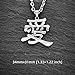 Wchama Love Kanji Necklace Japanese for Men Women Stainless Steel Chain Pendant Gaara Necklaces (Love W2)