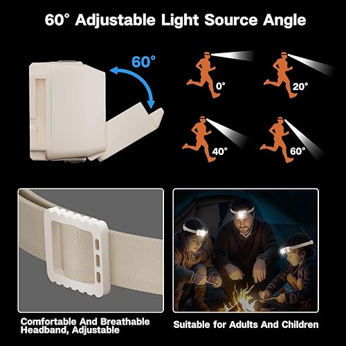 Miniatura 3 de Mini linterna frontal recargable, 180 lúmenes LED súper brillante, control de sensor, 5 ajustes de luz, IPX5 impermeable y ligera, ideal para