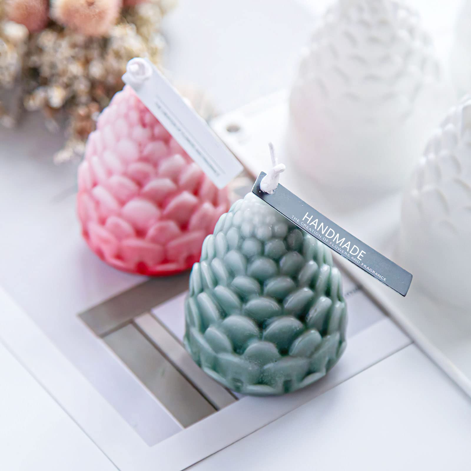 Moule à Bougie En Silicone 3D Forme Pomme De Pin - 5.9x7.2 Cm - Pour DIY Bougies, Chocolat, Déco Automne/Noël
