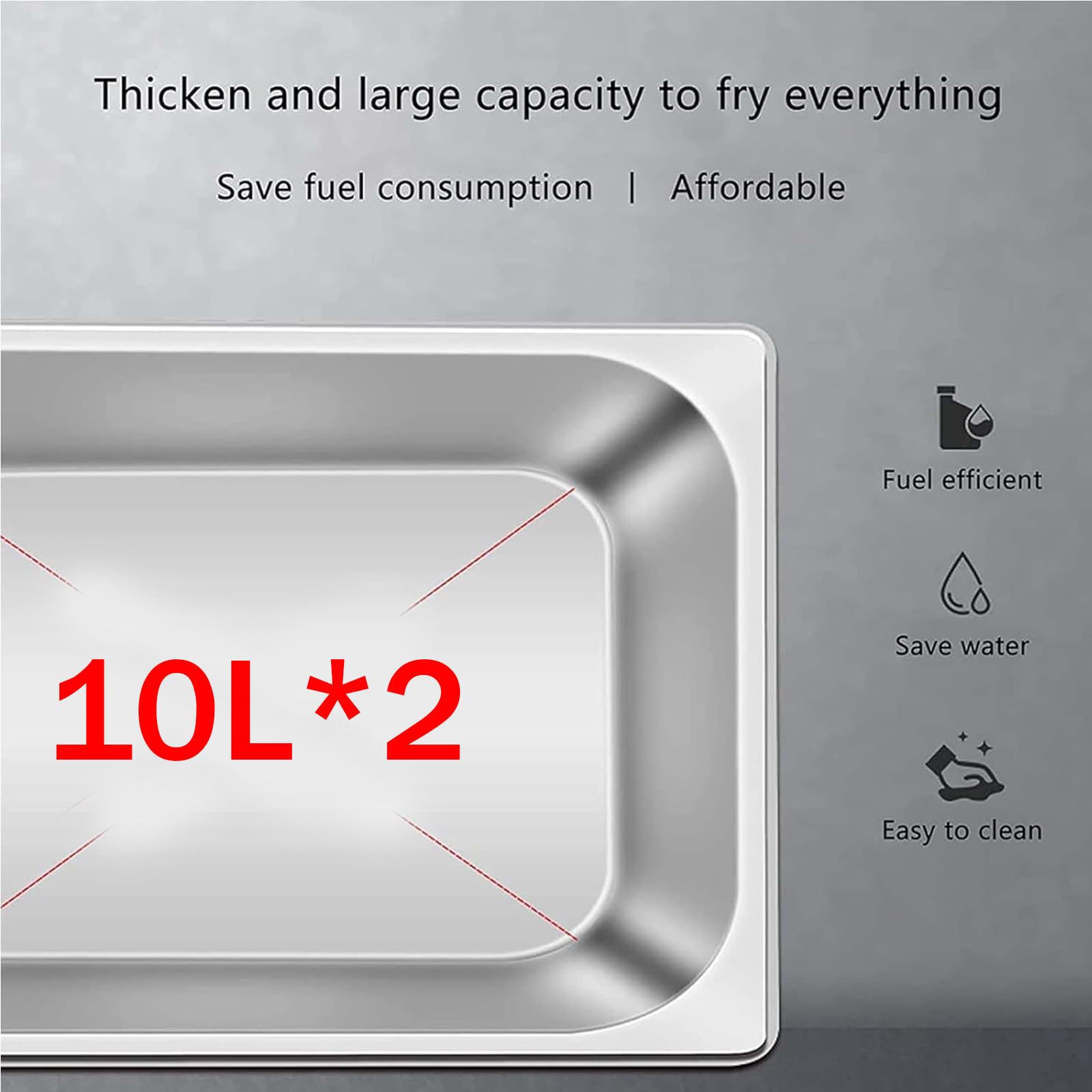 Friteuse à gaz commerciale en acier inoxydable avec 2 paniers, friteuse de 20 L pour la cuisine en plein air, double brûleur, idéale pour les frites au restaurant ou à la maison