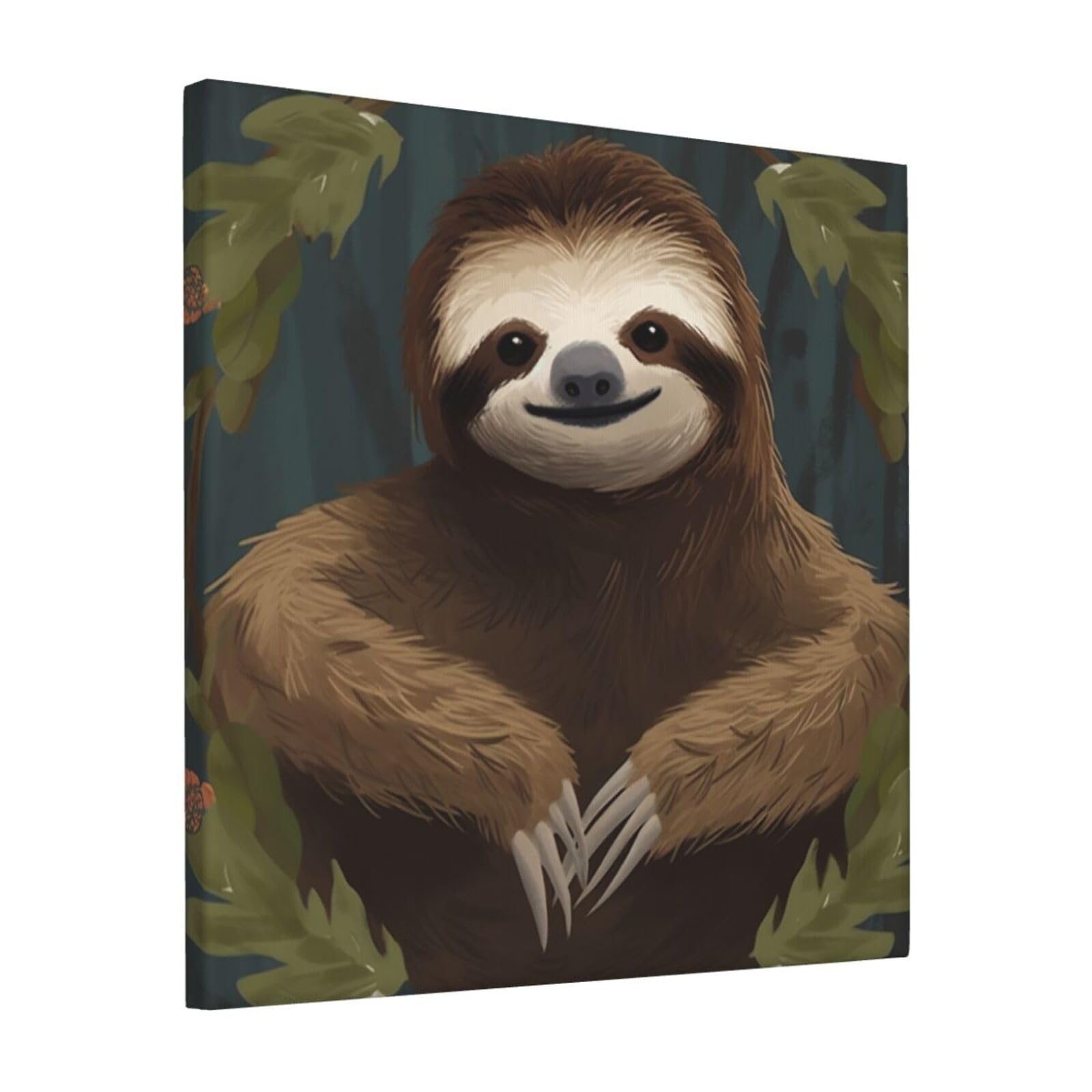 KLOPH Sloth Canvas Wall Art for Living Room 12"x12" Modern Artwork Painting for Bathroom Hanging Canvas Prints Aesthetic Wallart for Bedroom Kitchen Office Wall Decor