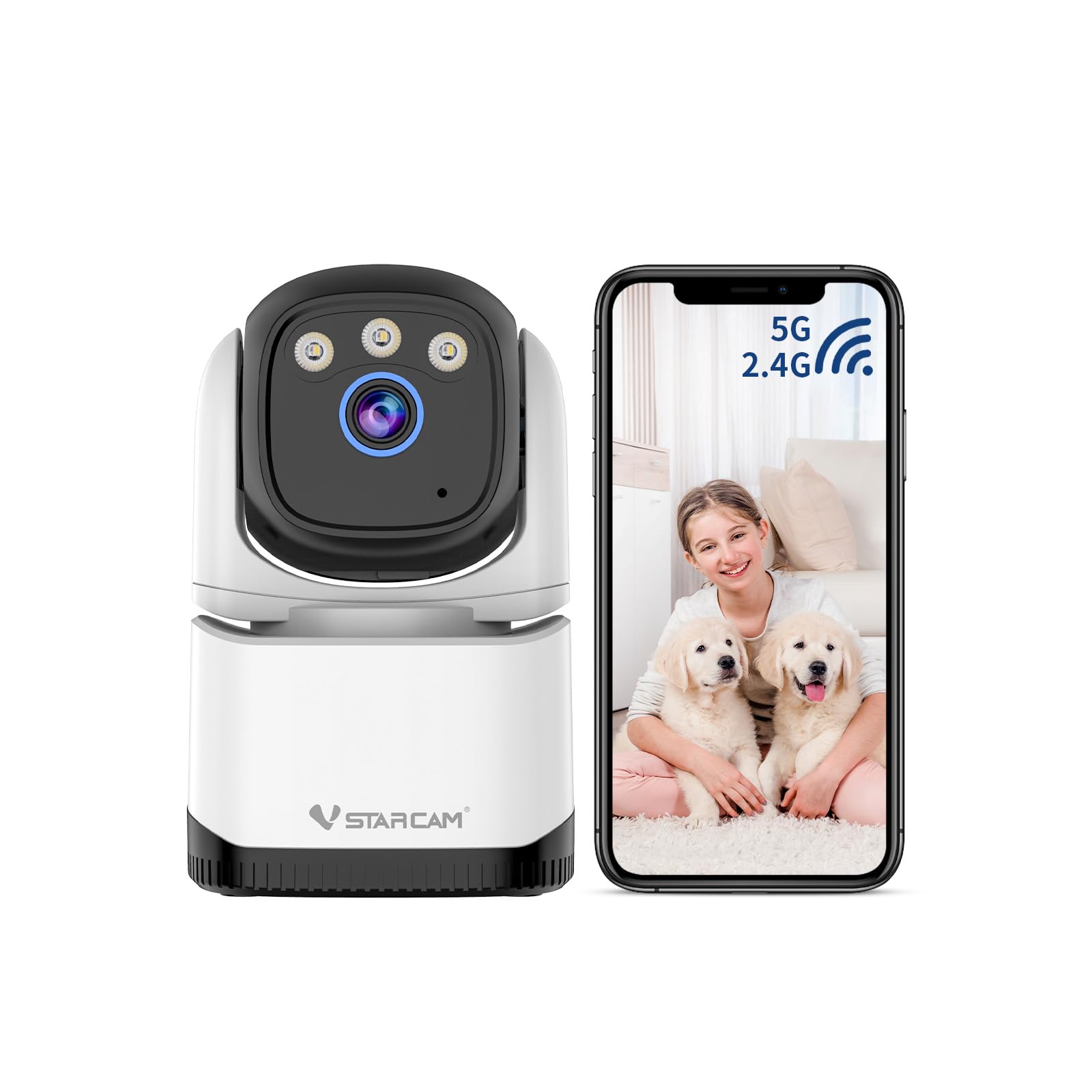VSTARCAM2.5K Camera Indoor,Pet/Baby Monitor,Indoor Security Camera,Inside Cameras for House,360° View,Color Night Vision,Motion Detection,Auto Tracking,Two Way Audio,Local&Cloud Storage,2.4/5Ghz
