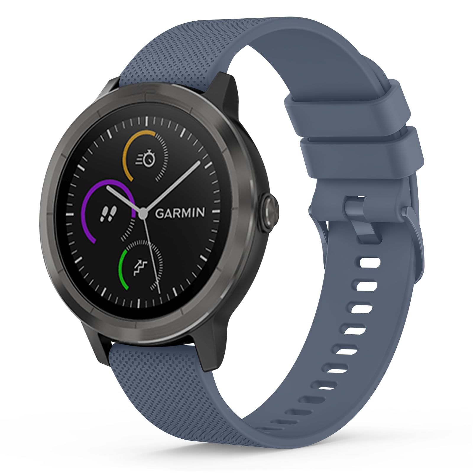 20mm Strap for Garmin Vivoactive 3/3 Music/Venu/Venu 2 Plus/sq/sq 2/Forerunner 245/645/55, Soft Silicone Watch Band Replacement for Garmin Vivomove HR (Blue Gray)