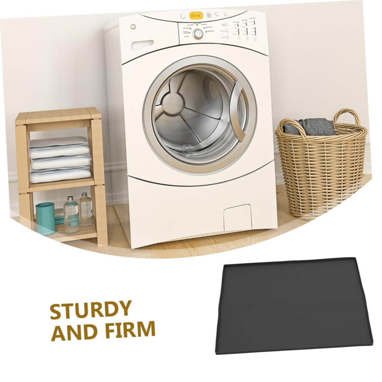 Artibetter Silikon Waschmaschinen Schutzmatte in Schwarz Starke Schutzfunktion und Formbeständig Minimalistisches Design für Waschmaschine und Trockneroberseite