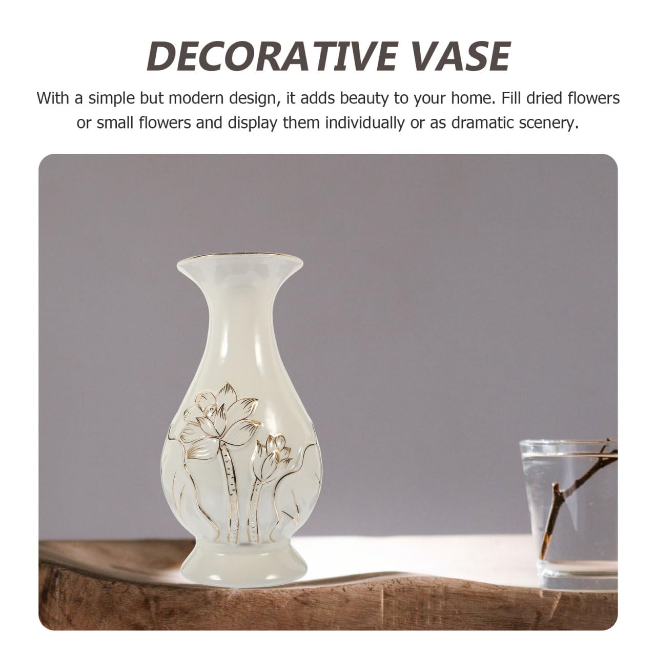 Tofficu Tempelvasen-Set, Keramik, Lotus-Design, kleine Blumenvasen, 17 x 17 x 8 cm, dekorative Vase für Heimdekoration, buddhistischer Altar, 2 Stück