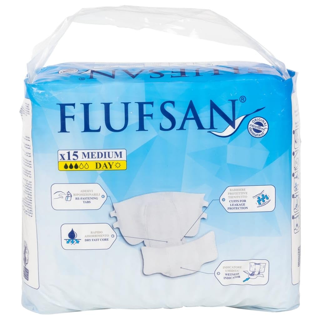 Tidyard Flufsan Couches Adultes jetables 15 pcs Taille M Style A