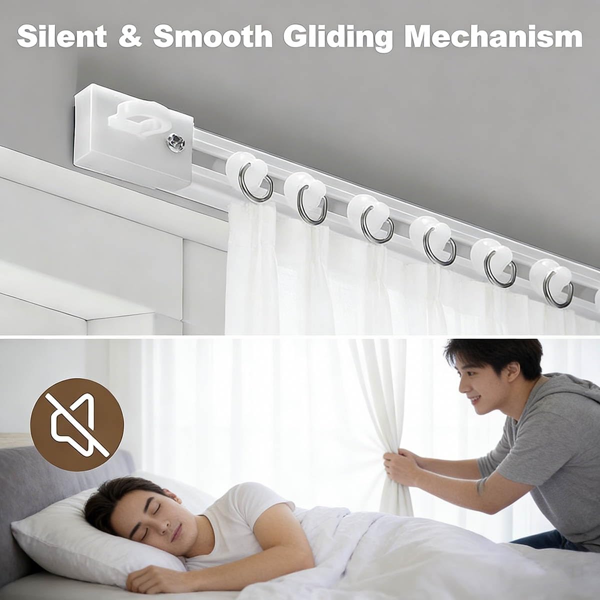 Rail de Rideau Auto-Adhésif pour Plafond Et Mur 1m 2m 3.0m 4m 5m Rail de Rideaux Plafond Adhesif Sans Percage pour Chambre Douche Placard Et Camping-Car(3.5m)