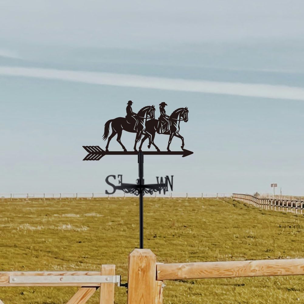 SUPERDANT 1 juego de veletas de hierro negro para jinetes de caballos de hierro, veleta de viento, indicador de viento, fácil de instalar, listo para regalo, adecuado para patio, casas y cobertizos de
