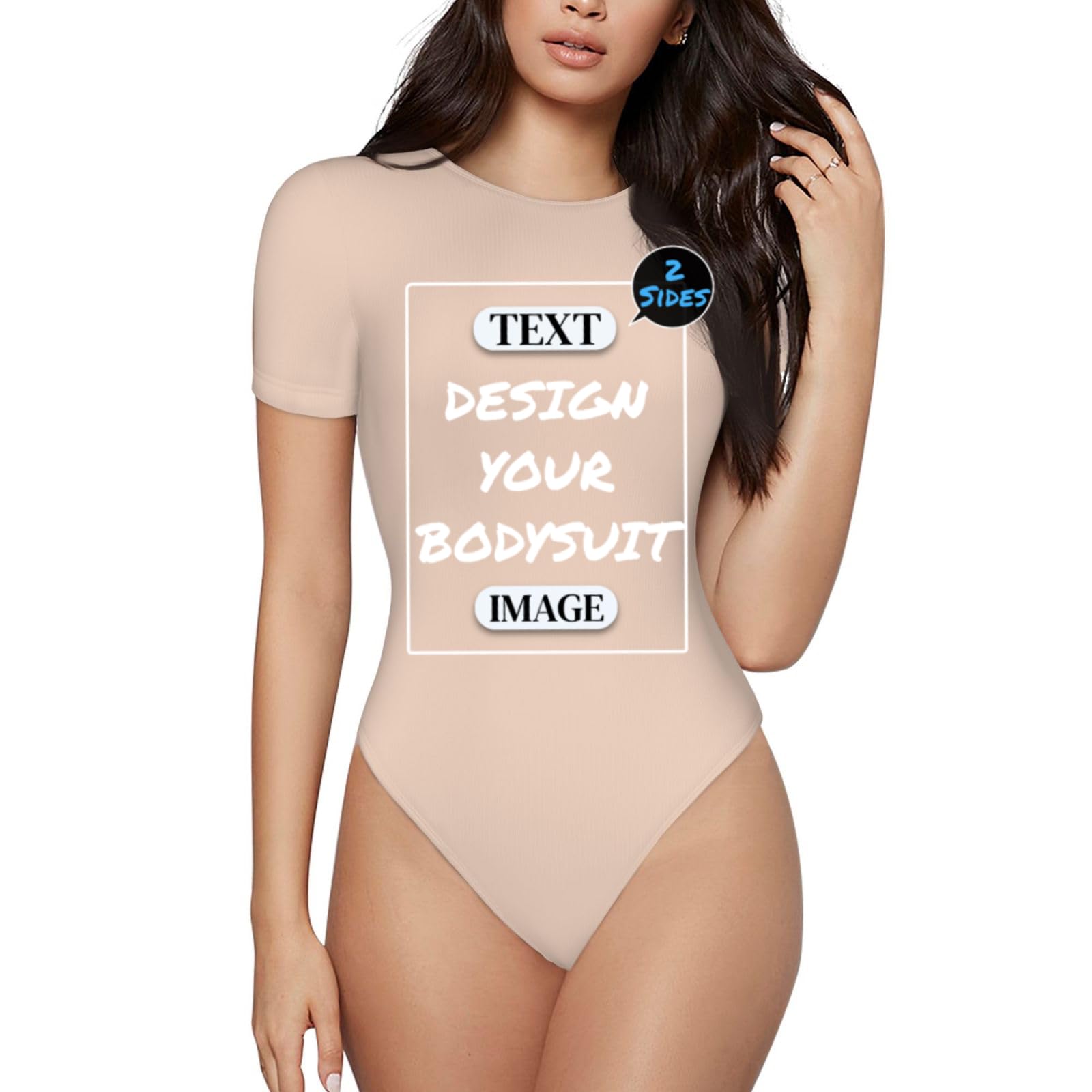 Jacmlhuhu Custom Bodysuits for Women Short Sleeve Crewneck Personalized Bodysuit