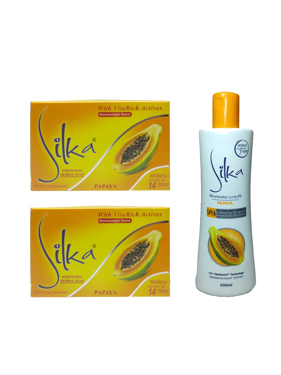 Silka Papaya Soap & Lotion Set Natural Herbal Whitening Anti
