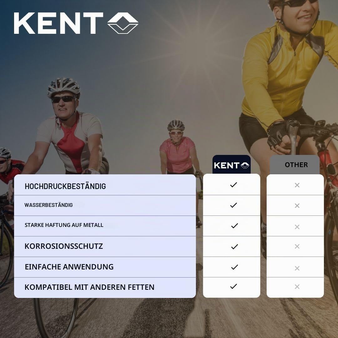 KENT BIKE Bearing & Assembly Grease – Schmierfett für Fahrradlager & Montage – Reduziert Reibung & Verschleiß – Haftstark & temperaturbeständig – Mit EP-Additiven für extreme Belastungen