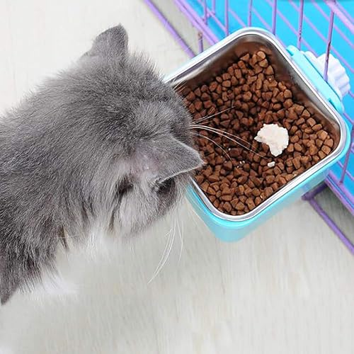 Miniatura 3 de Cuencos extraíbles de acero inoxidable para colgar en jaula para mascotas, cuencos para alimentos y agua con soporte para pernos para cachorros,