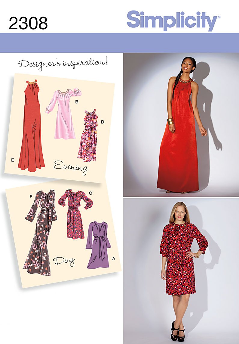 Patron de couture robe de soirée ajustée Simplicity 2308 pour stature Miss Petite
