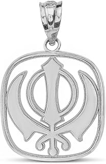 Claddagh Gold 925 Sterling Silver Sikh Khanda Kirpan Sword Symbol Religious Pendant