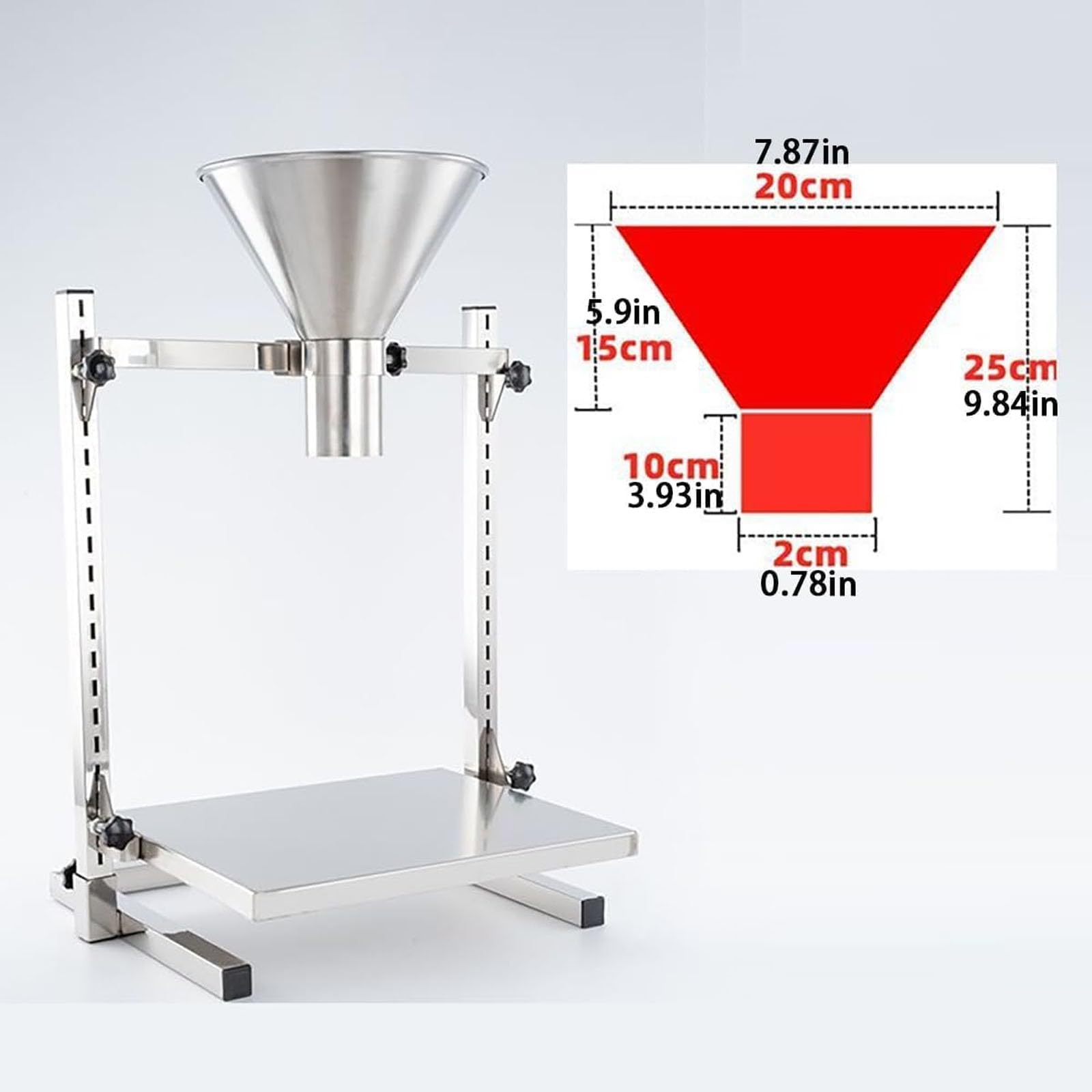 Tolva De Alimentación De Acero Inoxidable, Embudo De Envasado De Alta Resistencia Apto para Uso Alimentario con Soporte Y Plataforma Elevadora, Diámetro De Salida De 1,2 A 8 2cm