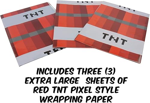 Miniatura 2 de TNT Pixel - Papel de regalo, suministros de fiesta de cumpleaños para fiestas temáticas de jugadores de Pixel y rellenos de calcetines, suministros