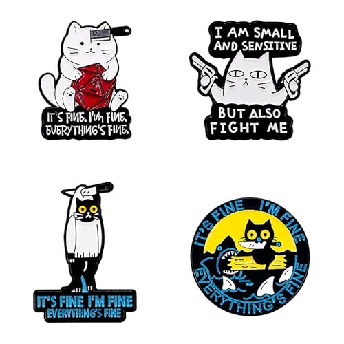 Set carino gatto con coltello spilla fine spilla memorabilia regalo decorazioni per donne ragazze, Metallo