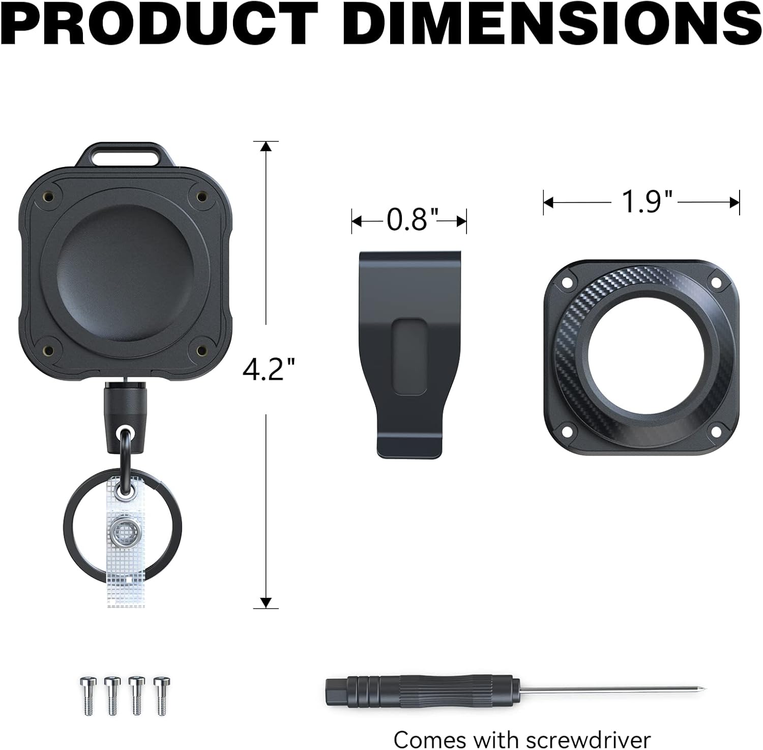 LIUGX Retractable Keychain for Airtag Holder, with Belt Clip, Badge Reel with 31.5” Wire Rope, 10,000+ Rebound, 8oz