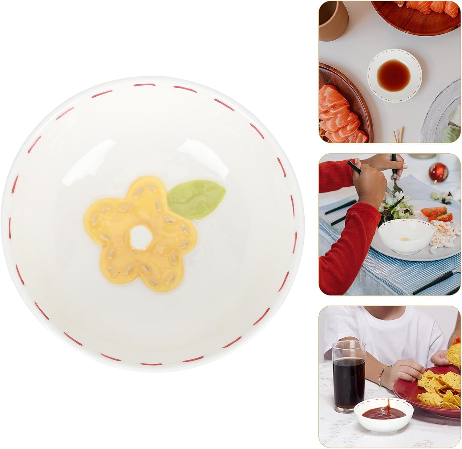 Ceramic Small Easter Bunny Embossed Rice Bowl Versatile Seasoning Saucer for Household Tableware Dipping Sauce Dish