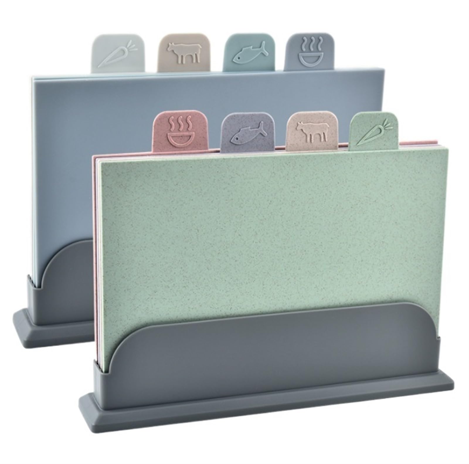 Planche À Découper De Cuisine Ensemble De Planches À Découper en Plastique avec 4 Tapis Découpe Flexibles Et Support, Planche Paille Blé pour Viande Légumes