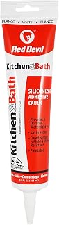 Red Devil 0405 DuraGuard Silicone Acrylic Caulk - Waterproof Paintable White Sealant for Kitchen Bath Windows, 5.5oz Made in USA