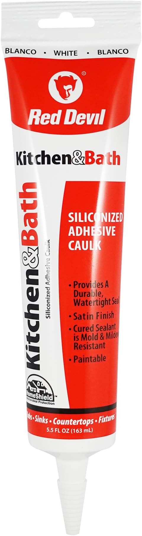 Red Devil 0405 Kitchen & Bath Caulk Siliconized Acrylic White 5.5 Oz. Tube