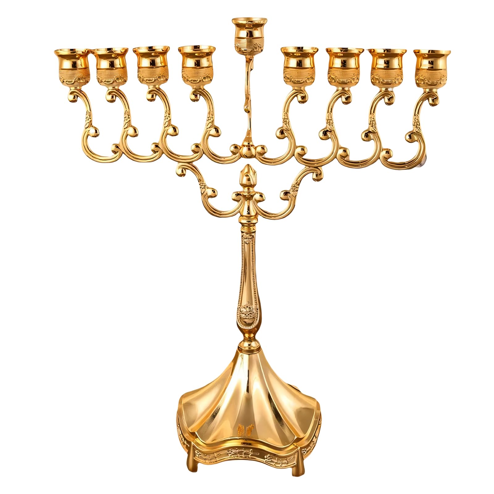 Classical Hanukkah Menorahs Holders Metal Candleholder 9 Branch Candelabra for Table Centerpieces Menorahs Candleholder