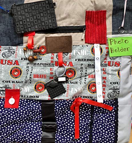 Fidget Blanket for Dementia | Fidget Quilt | Alzheimer's Blanket | US MARINE VETERAN | by Restless Remedy