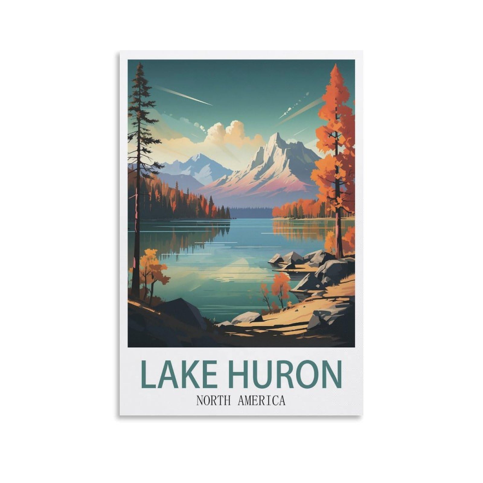 EZMLFA 5D Diamond Art Kits for Beginner,Lake Huron,Diamond Art Kits Gem Cross Stitch Easy Kits for Beginner Crystal Art Crafts Home Wall Decor 40x50cm