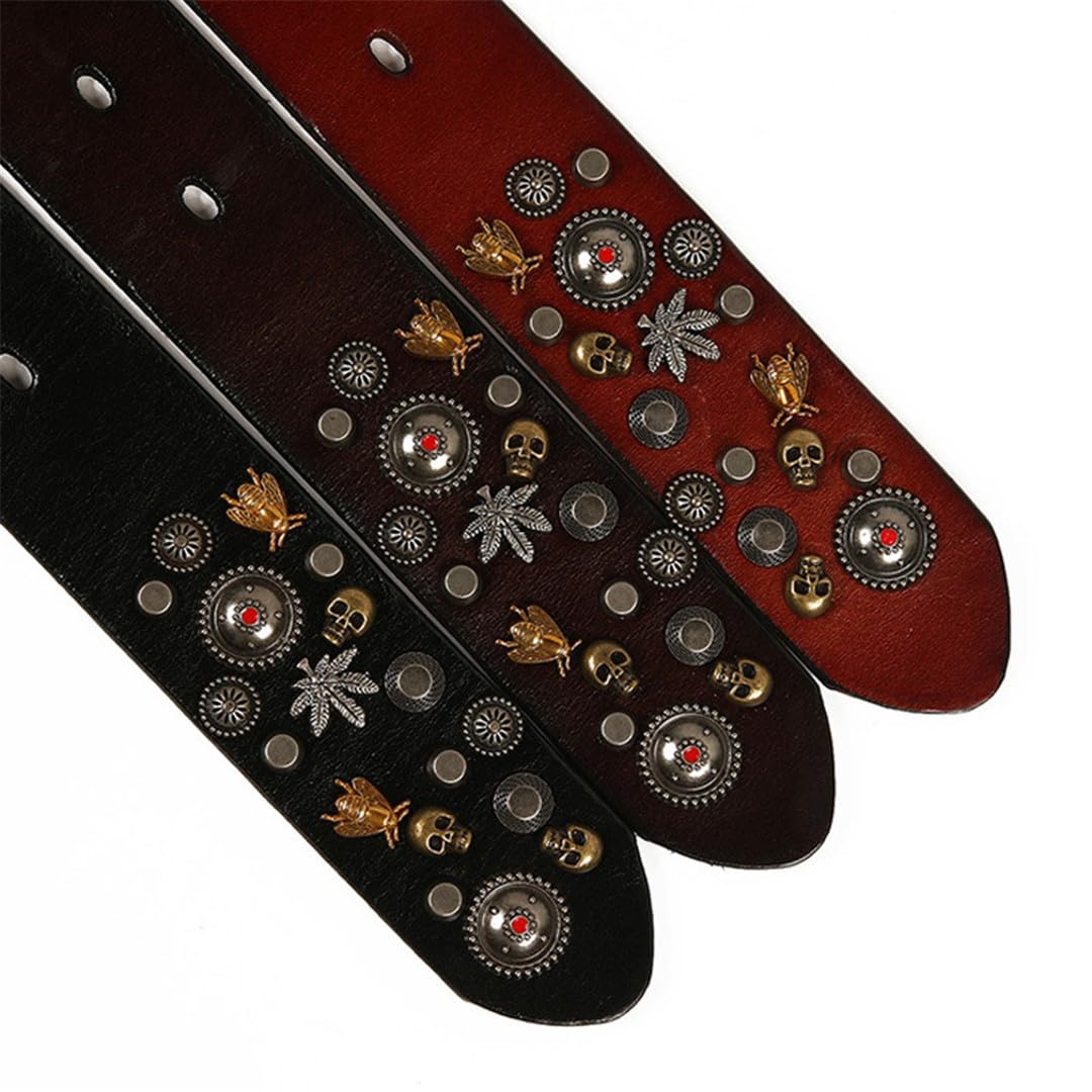 Suwequest Modischer Unisex-Nietengürtel, Leder, Persönlichkeitsgürtel