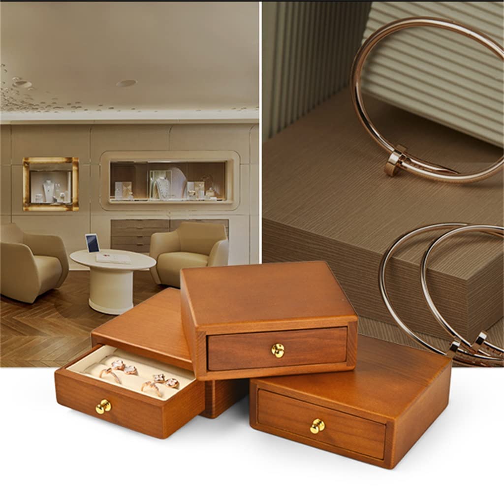 Estuche de Almacenamiento para Pendientes, Anillos, brazaletes y Collares, de Madera Maciza, con cajones pequeños, Organizador de Joyas, Caja de exhibición de Joyas