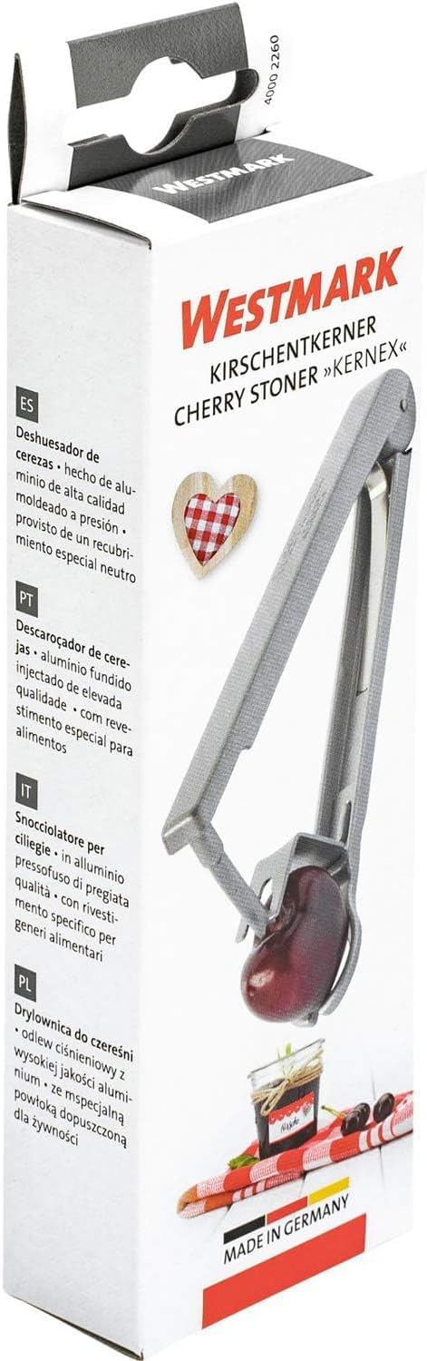 Westmark Deshuesador de cerezas, Longitud: 14 cm, Aluminio, Kernex, Plateado, 40002260